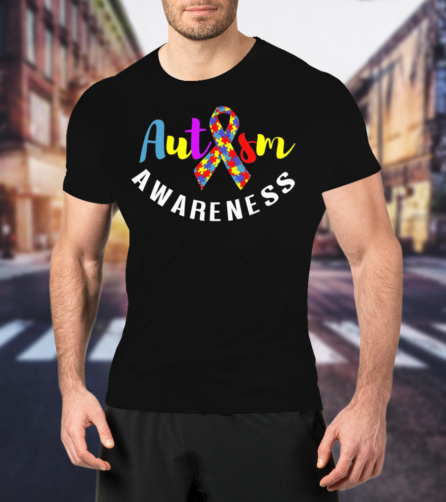 Autism Awareness Puzzle Ribbon Support T-Shirt