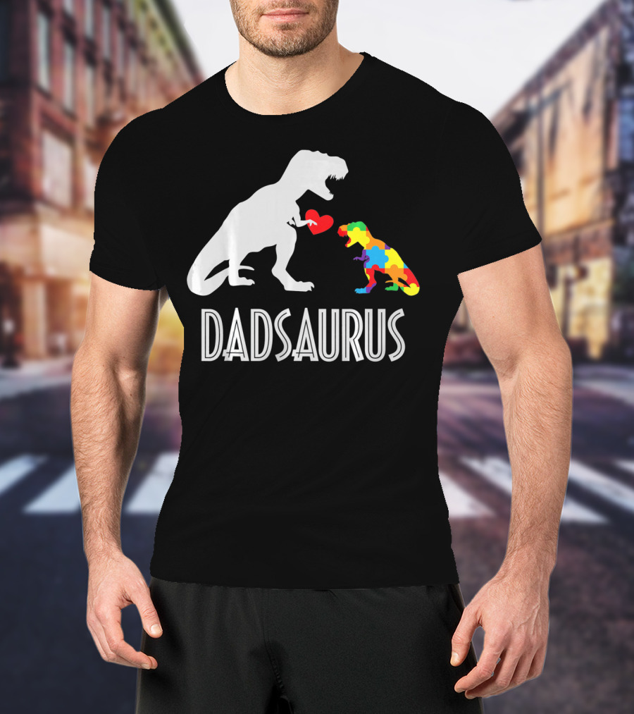 Dadsaurus Dinosaur Family Kids Autism Awareness T-Shirt