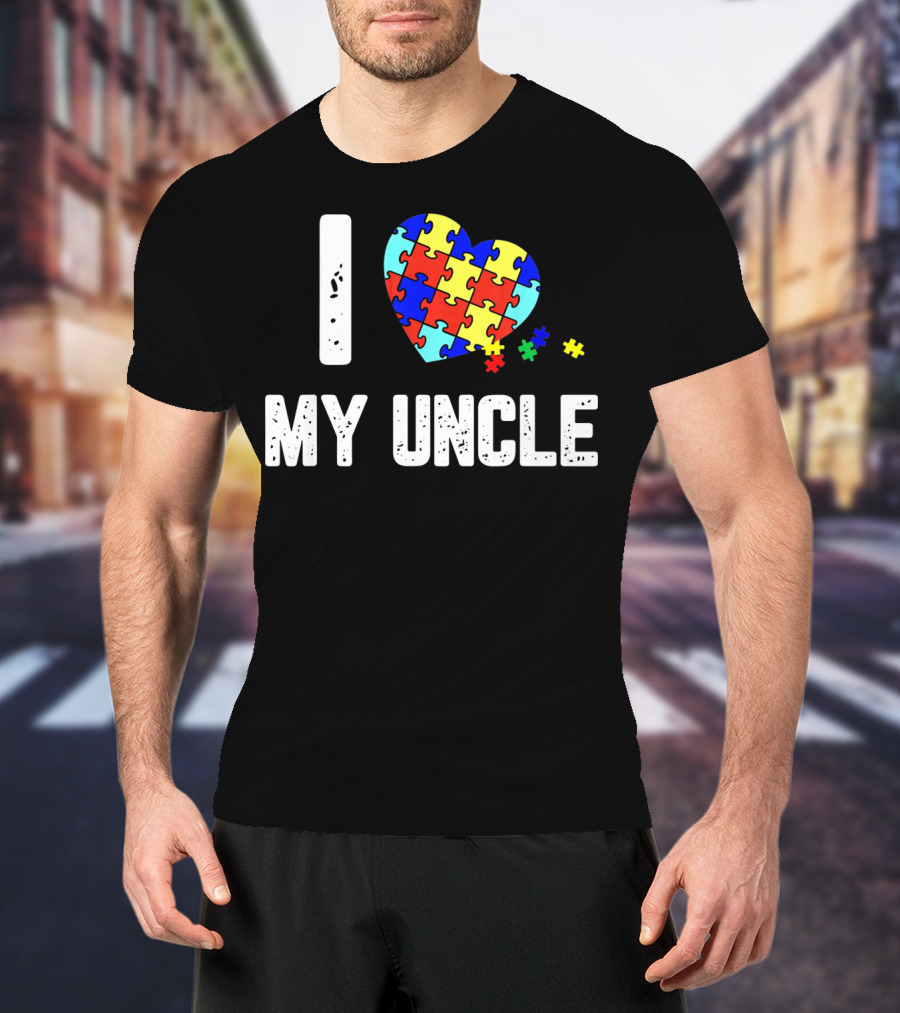 I Love My Uncle Autism Puzzle Heart Awareness T-Shirt