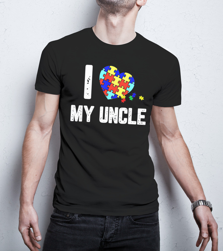 I Love My Uncle Autism Puzzle Heart Awareness T-Shirt