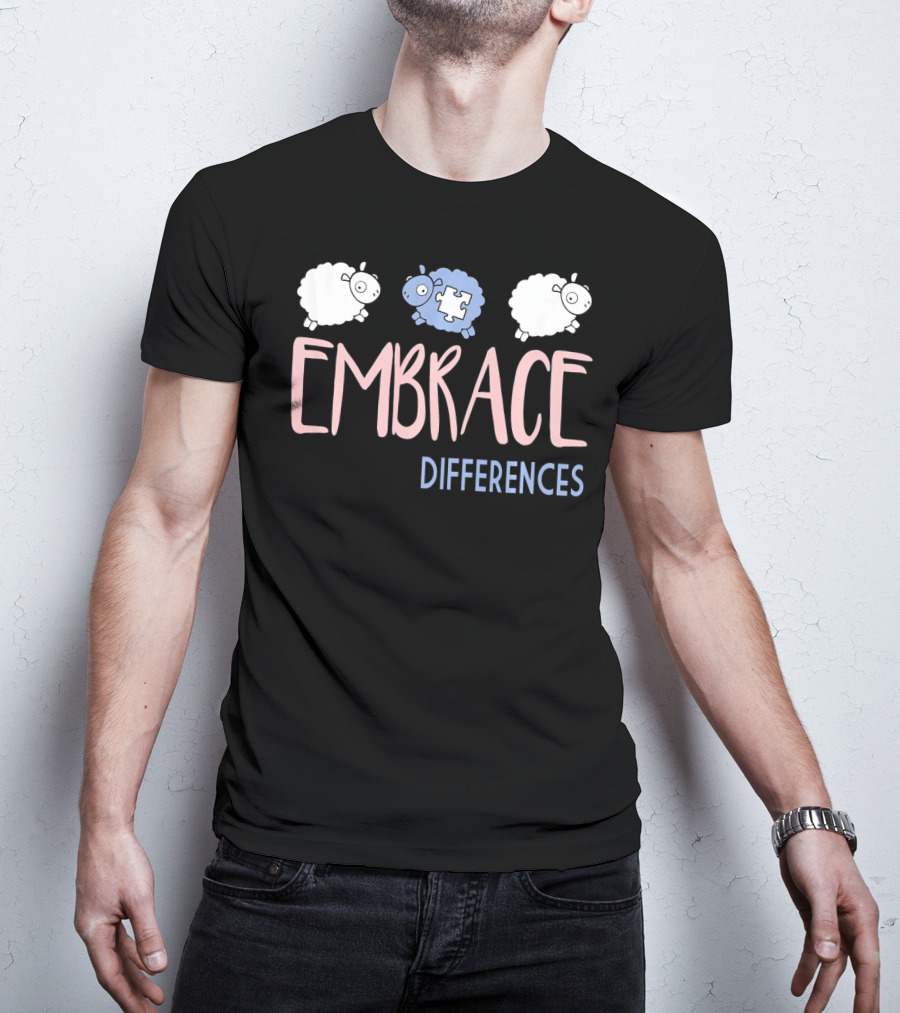 Embrace Differences Autism Awareness Sheep Puzzle Piece T-Shirt