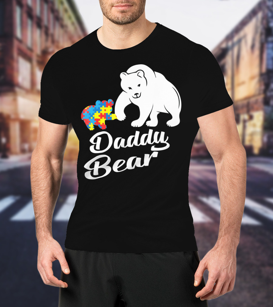 Daddy Bear Autism Puzzle Heart T-Shirt