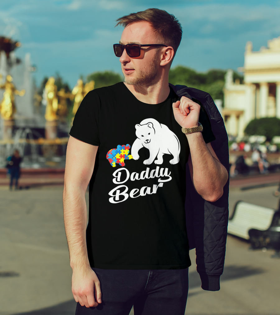 Daddy Bear Autism Puzzle Heart T-Shirt