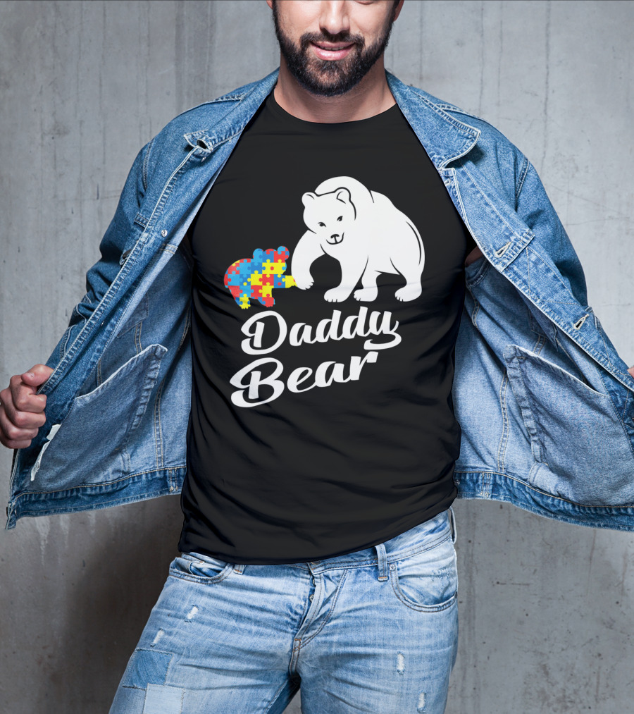 Daddy Bear Autism Puzzle Heart T-Shirt