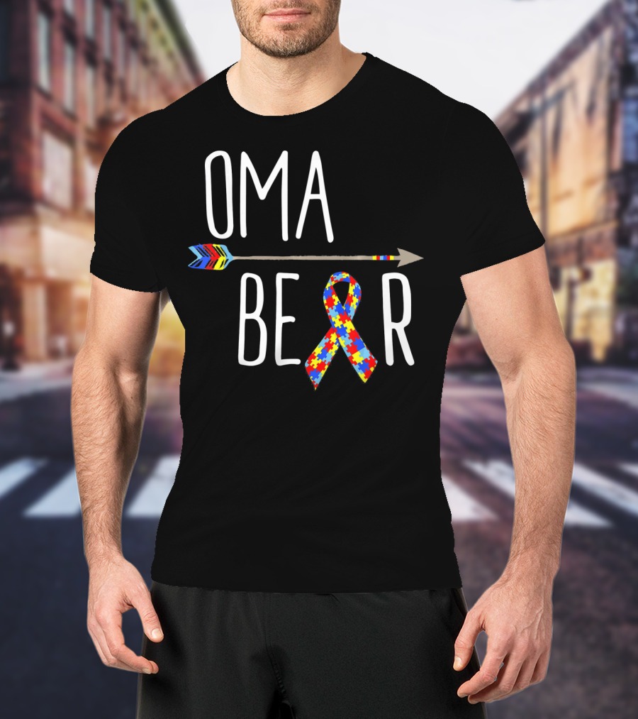 Oma Bear Autism Awareness Arrow Puzzle T-Shirt