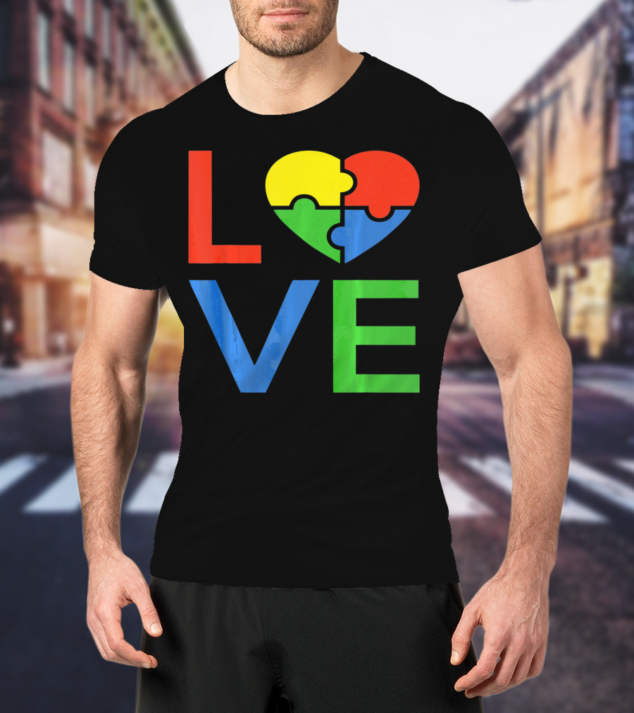 LOVE Heart Puzzle Autism Awareness Autistic T-Shirt