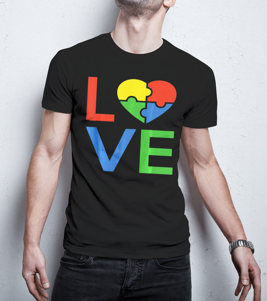 LOVE Heart Puzzle Autism Awareness Autistic T-Shirt