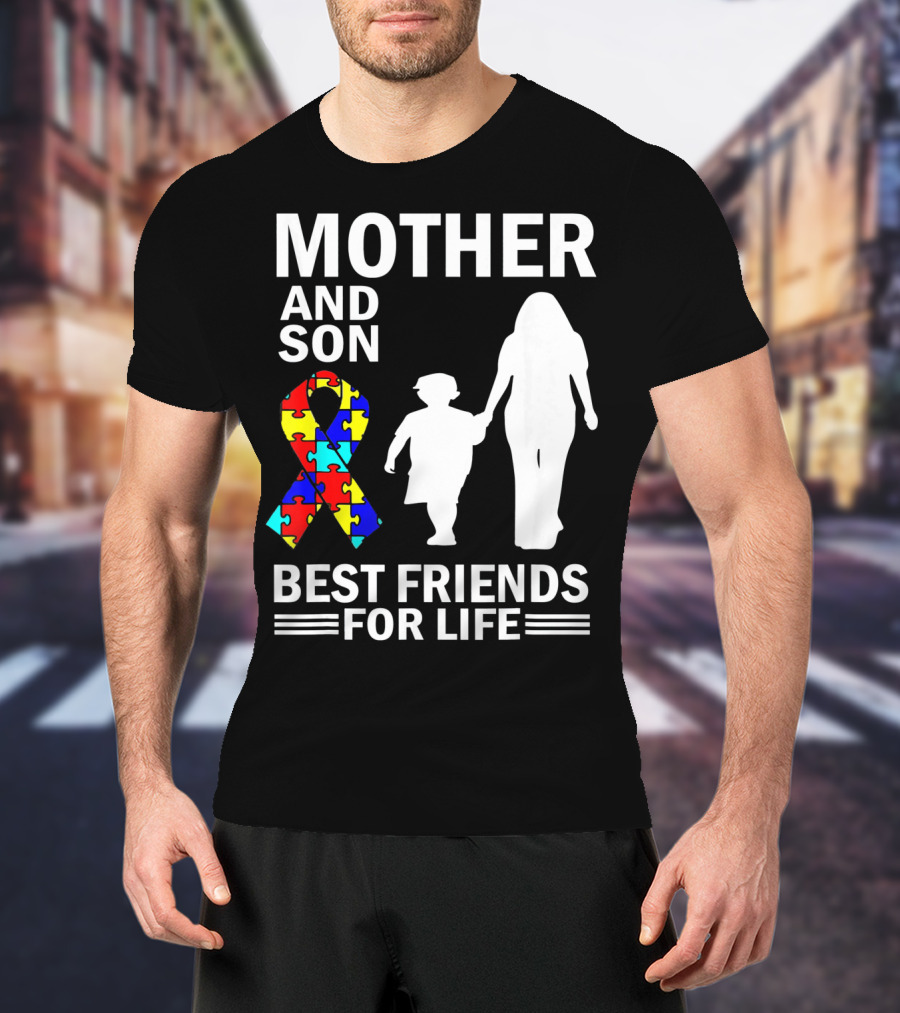 Mother And Son Autism Awareness Best Friends For Life Puzzle T-Shirt