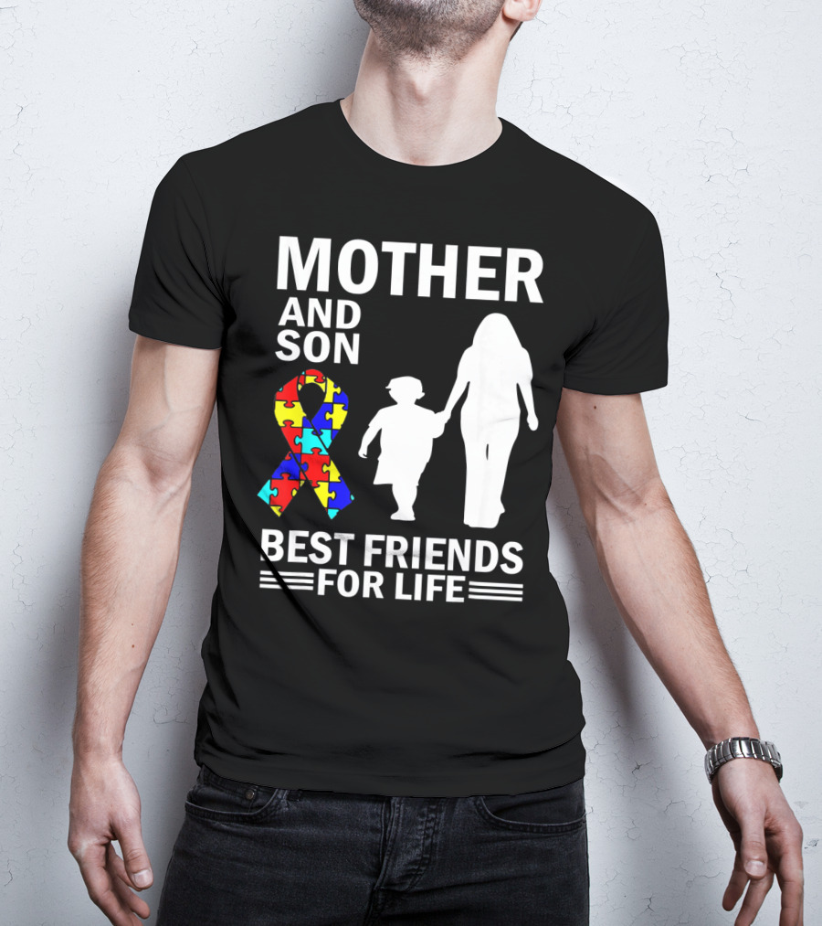 Mother And Son Autism Awareness Best Friends For Life Puzzle T-Shirt