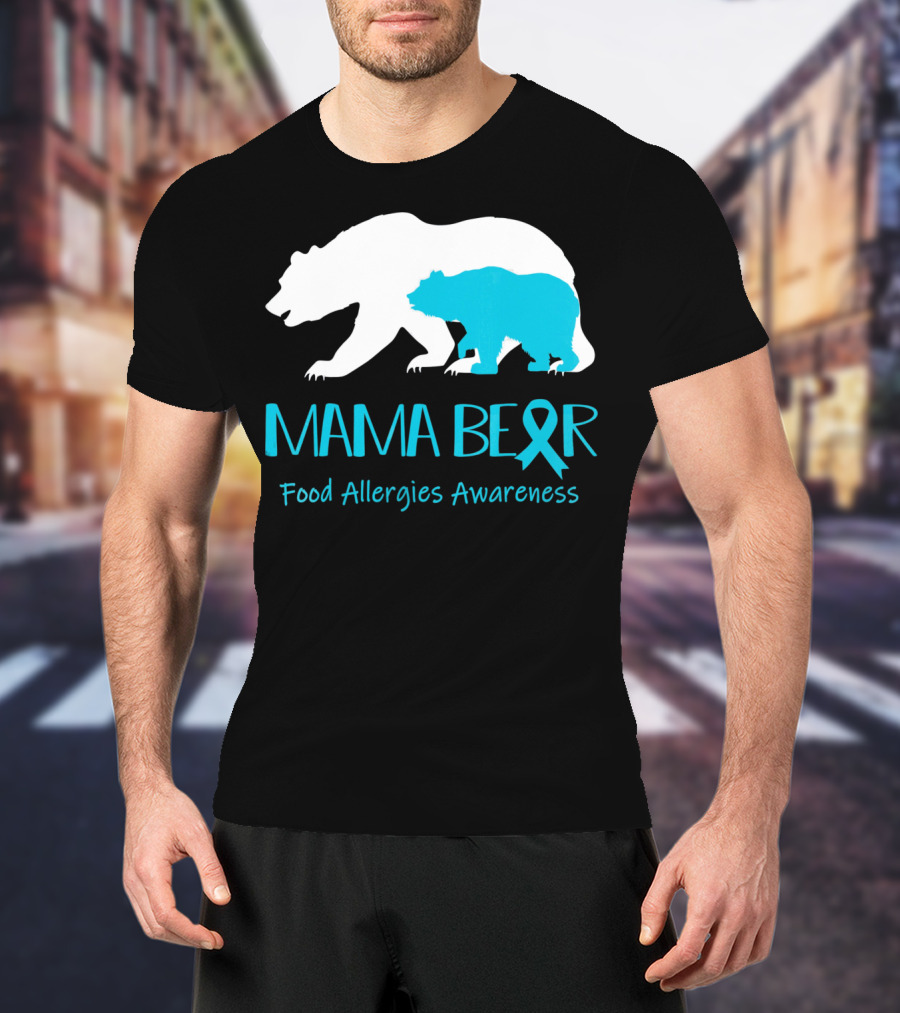 Mama Bear Food Allergies Awareness Ribbon T-Shirt