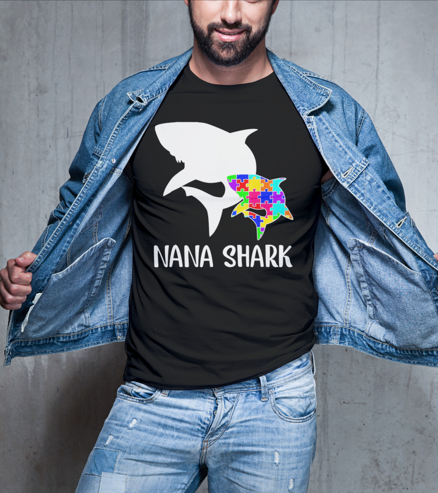 Nana Shark Puzzle Autism Awareness T-Shirt