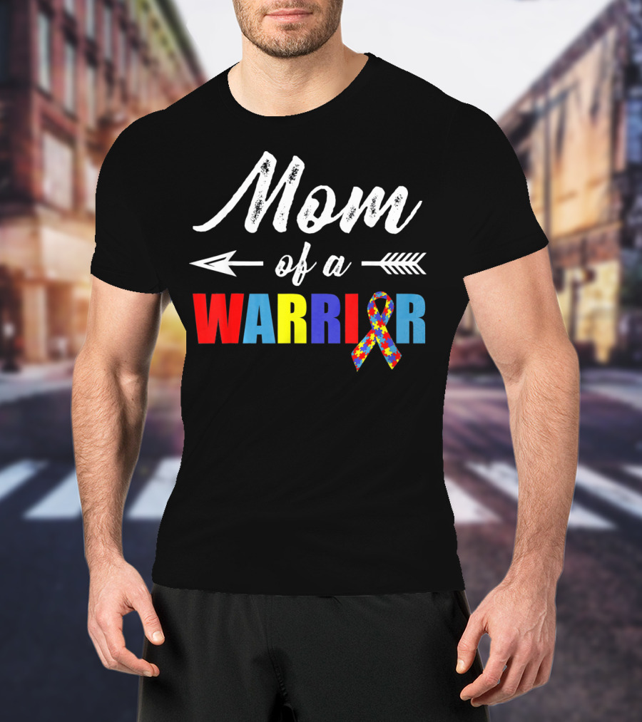 Mom Of A Warrior Autism Awareness Bow And Arrow T-Shirt