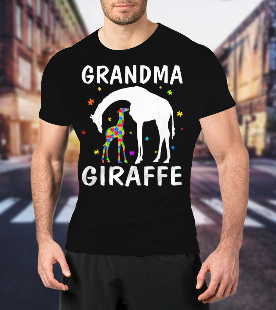 Grandma Giraffe Autism Awareness T-Shirt