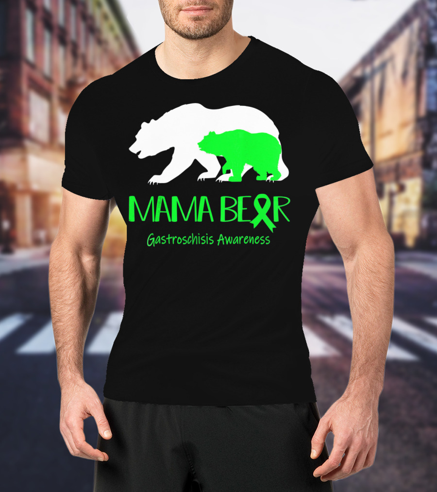 Mama Bear Gastroschisis Awareness Ribbon Symbol Bears T-Shirt