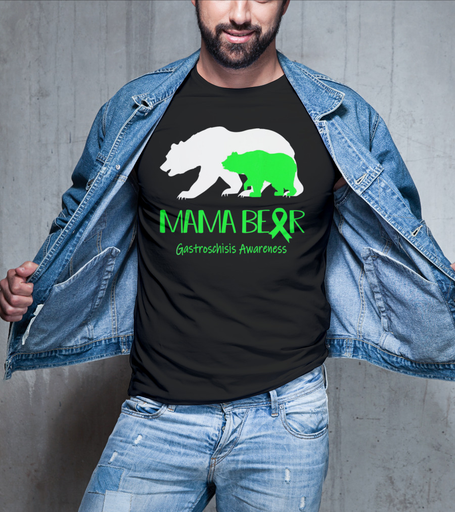 Mama Bear Gastroschisis Awareness Ribbon Symbol Bears T-Shirt