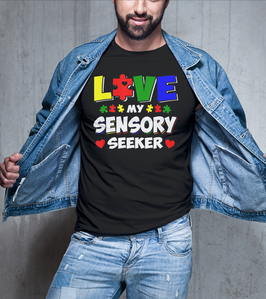 Love My Sensory Seeker Autism Awareness Day Puzzle T-Shirt