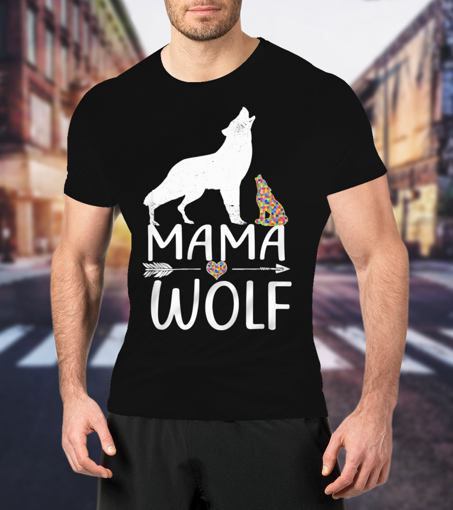 Mama Wolf Autism Awareness Autis T-Shirt