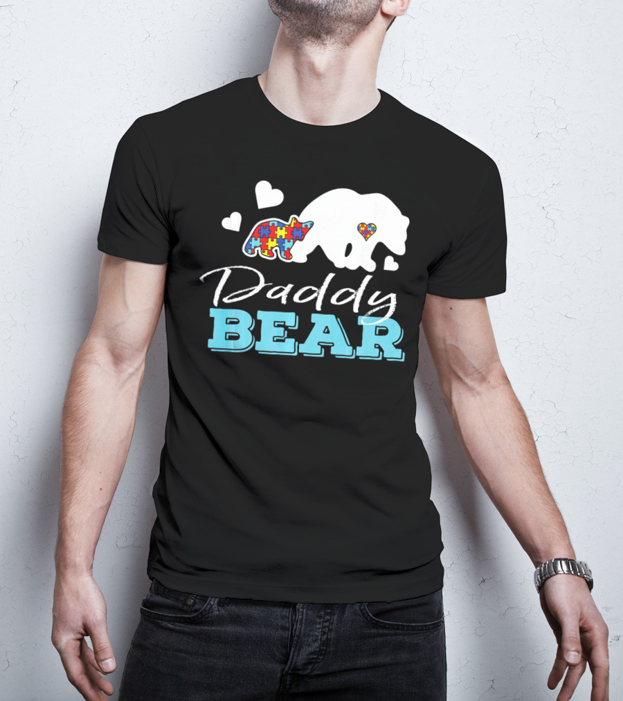 Daddy Bear Puzzle Heart Autism Awareness T-Shirt