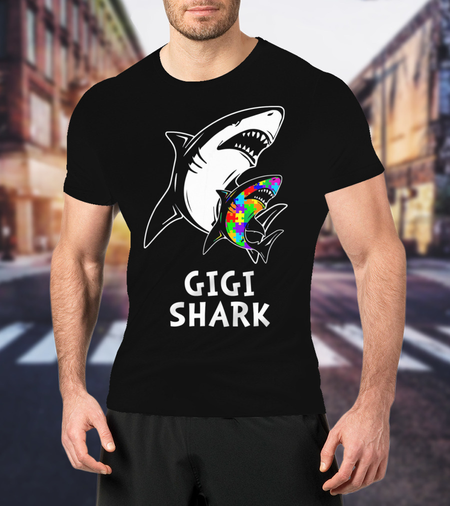 Gigi Shark Autism Awareness Puzzle Sharks T-Shirt