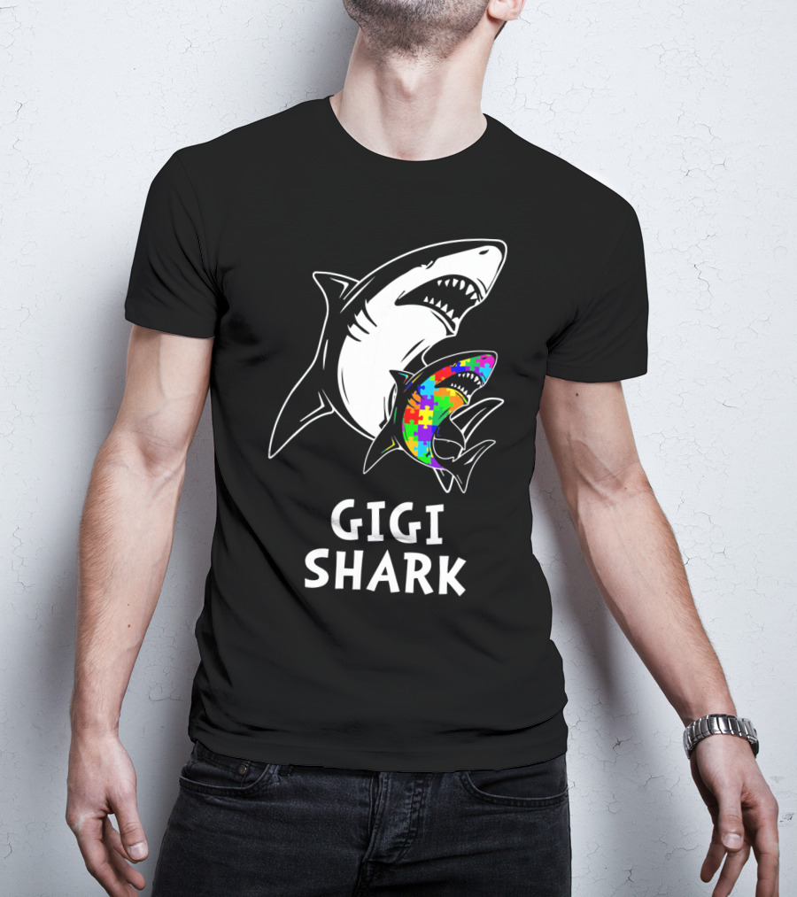 Gigi Shark Autism Awareness Puzzle Sharks T-Shirt