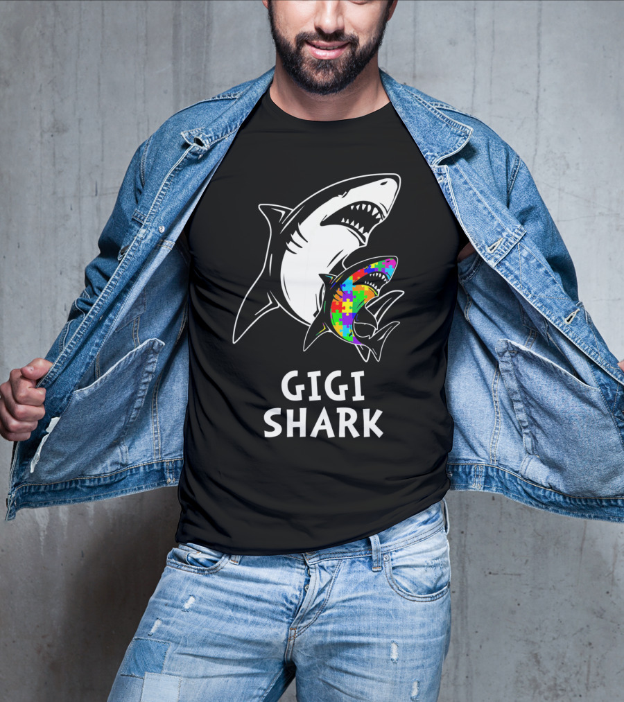Gigi Shark Autism Awareness Puzzle Sharks T-Shirt
