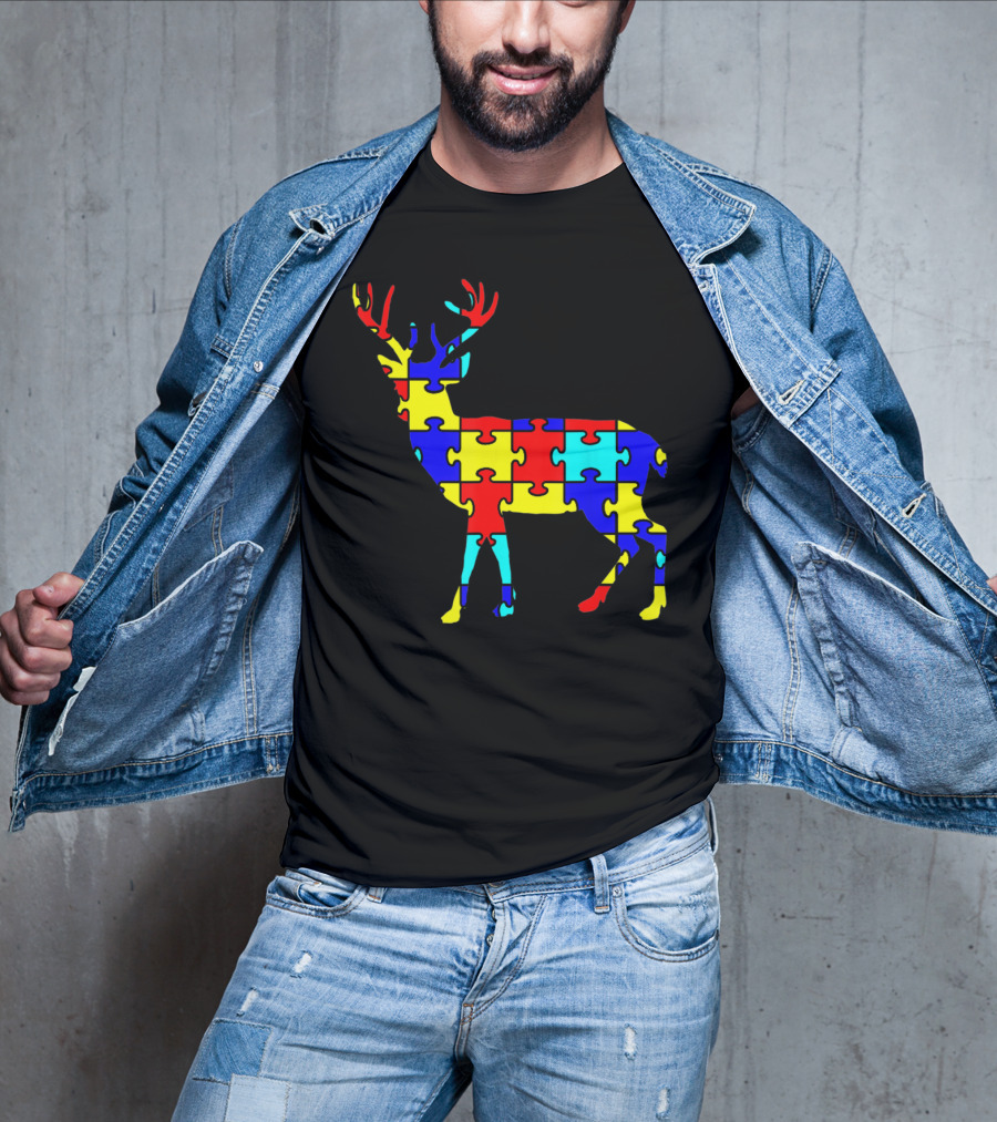 Deer Puzzle Autism Awareness Wildlife T-Shirt