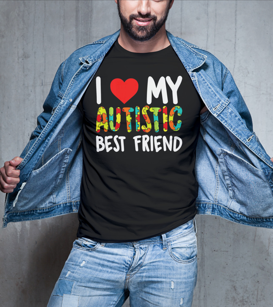 I Love My Autistic Best Friend Puzzle T-Shirt