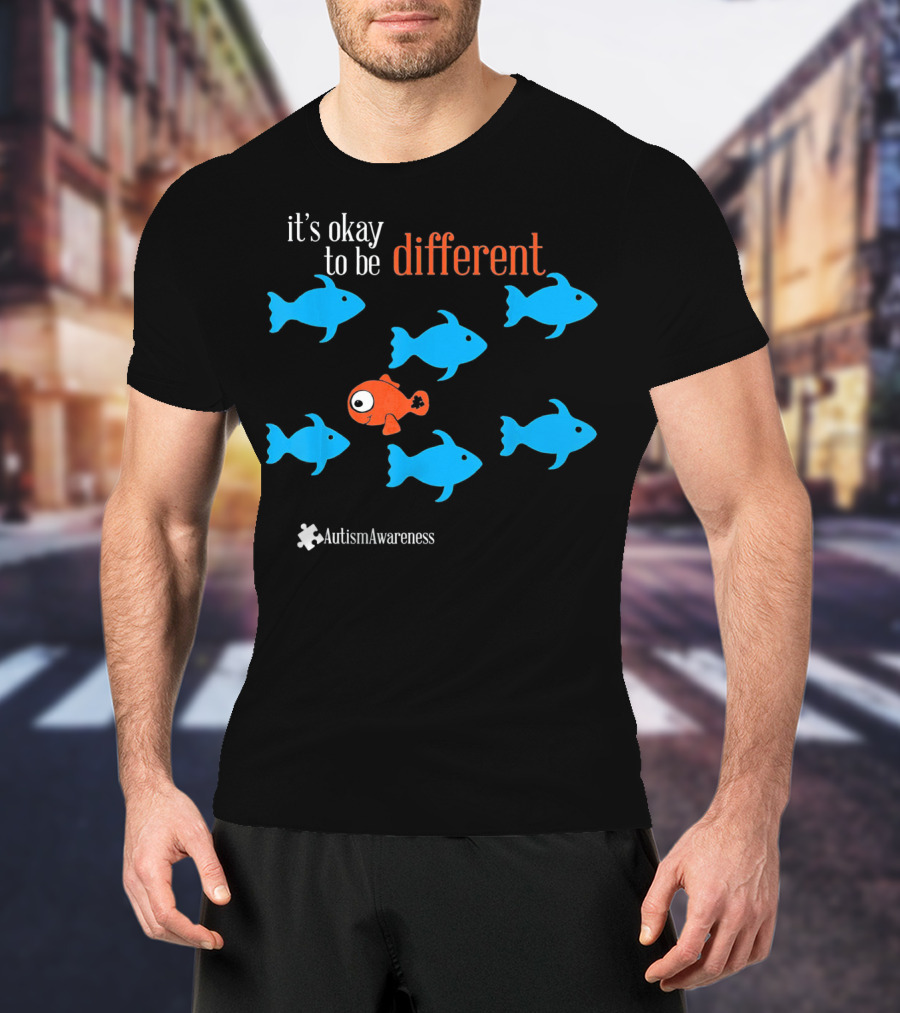 It's Okay To Be Different Autism Awareness Puzzle Fish T-Shirt