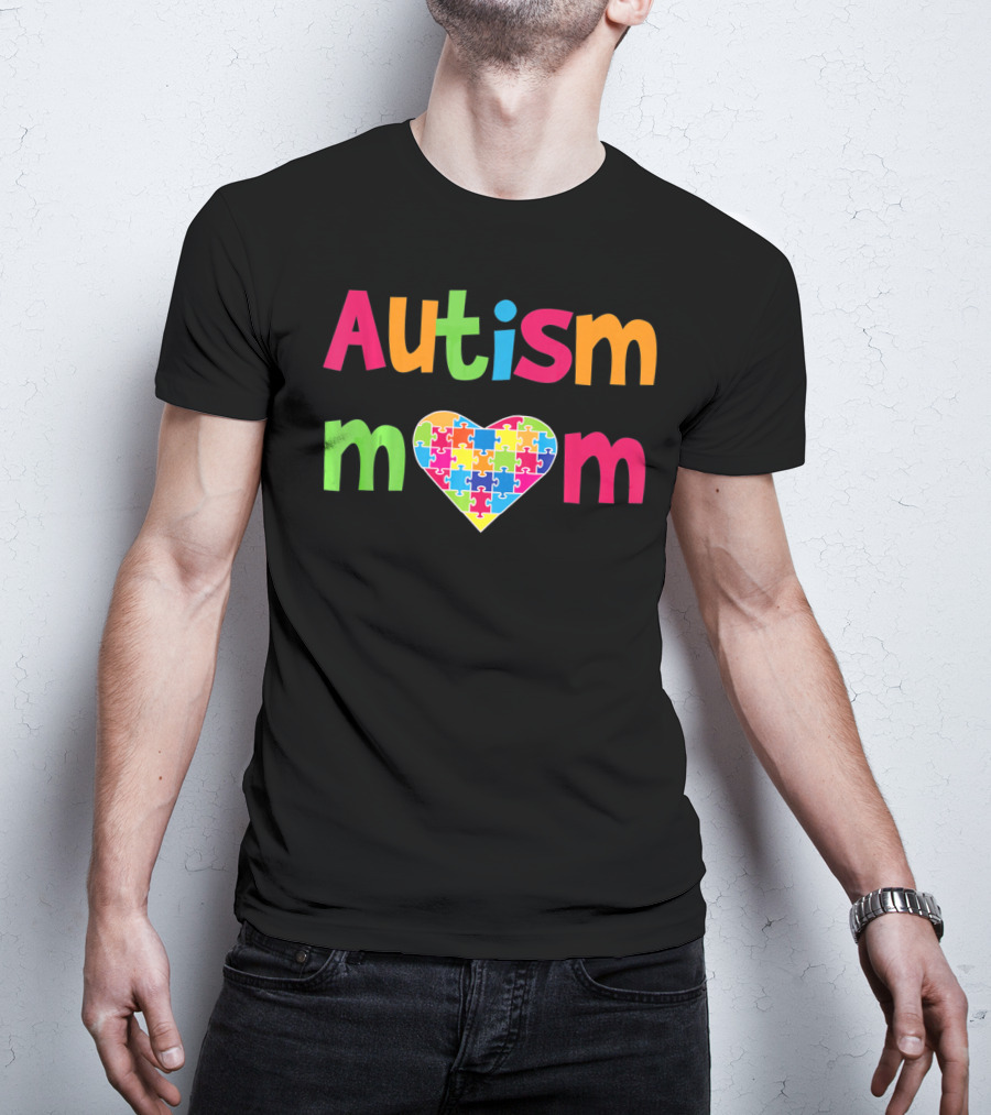 Autism Mom Heart Puzzle Autistic Awareness T-Shirt