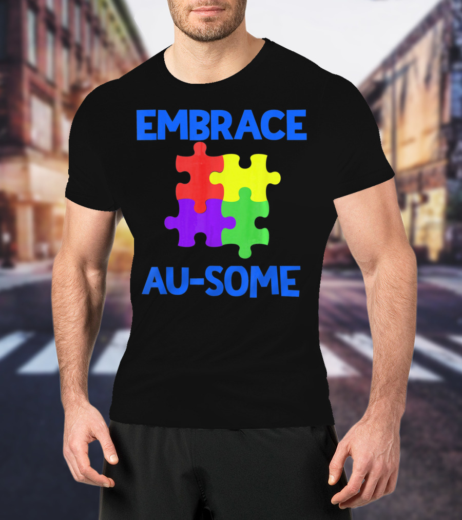 Embrace Au-some Autism Awareness Puzzle Piece T-Shirt