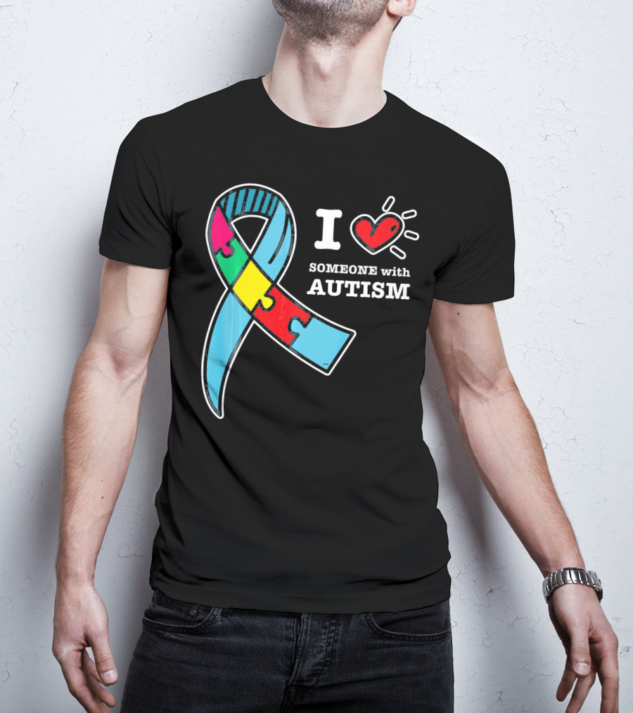 Autism Awareness I Love Someone With Autism Puzzle T-Shirt