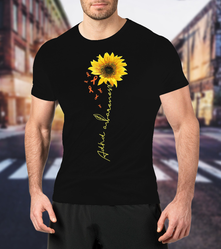 ADHD Awareness Sunflower Ribbon Warrior T-Shirt