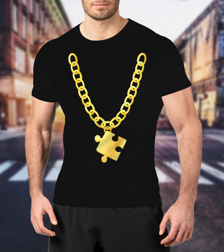 Original Autism Awareness Gold Puzzle Necklace T-Shirt