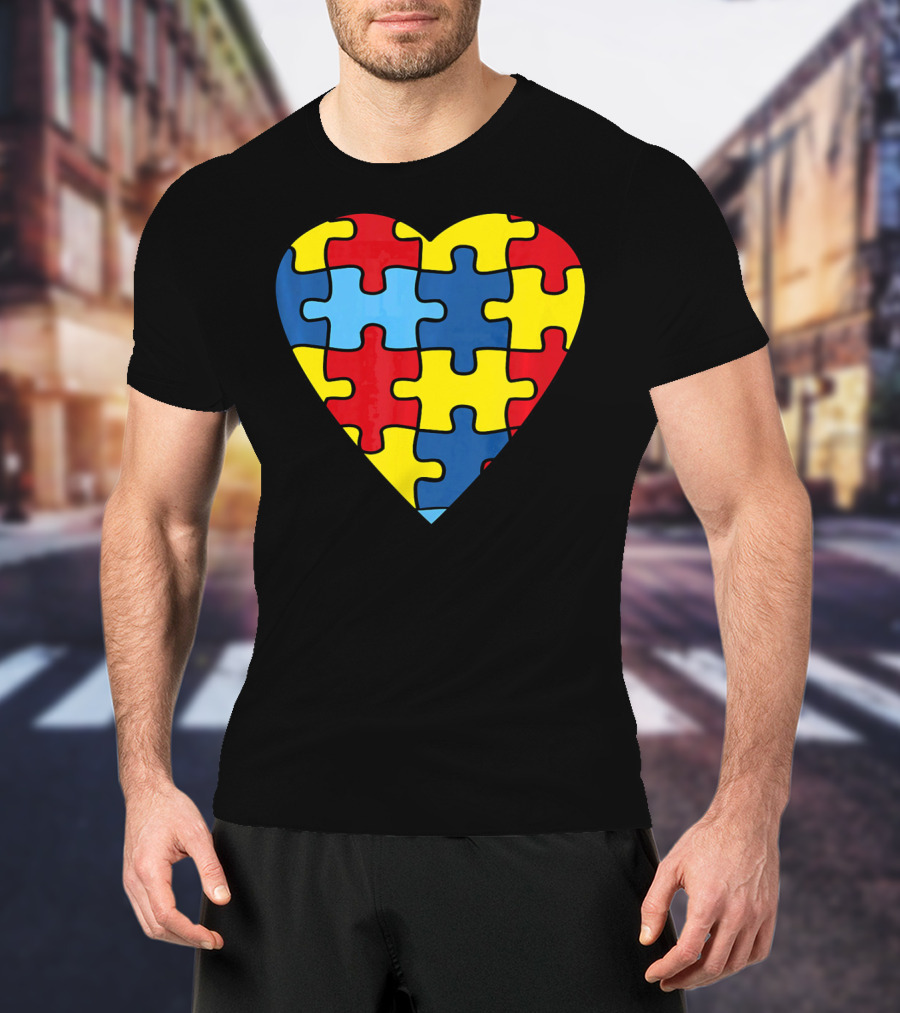 No Words Just Love Puzzle Heart Autism Awareness T-Shirt