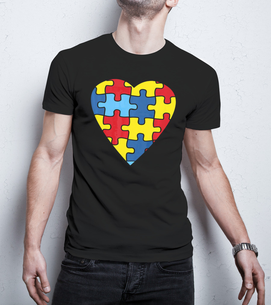 No Words Just Love Puzzle Heart Autism Awareness T-Shirt