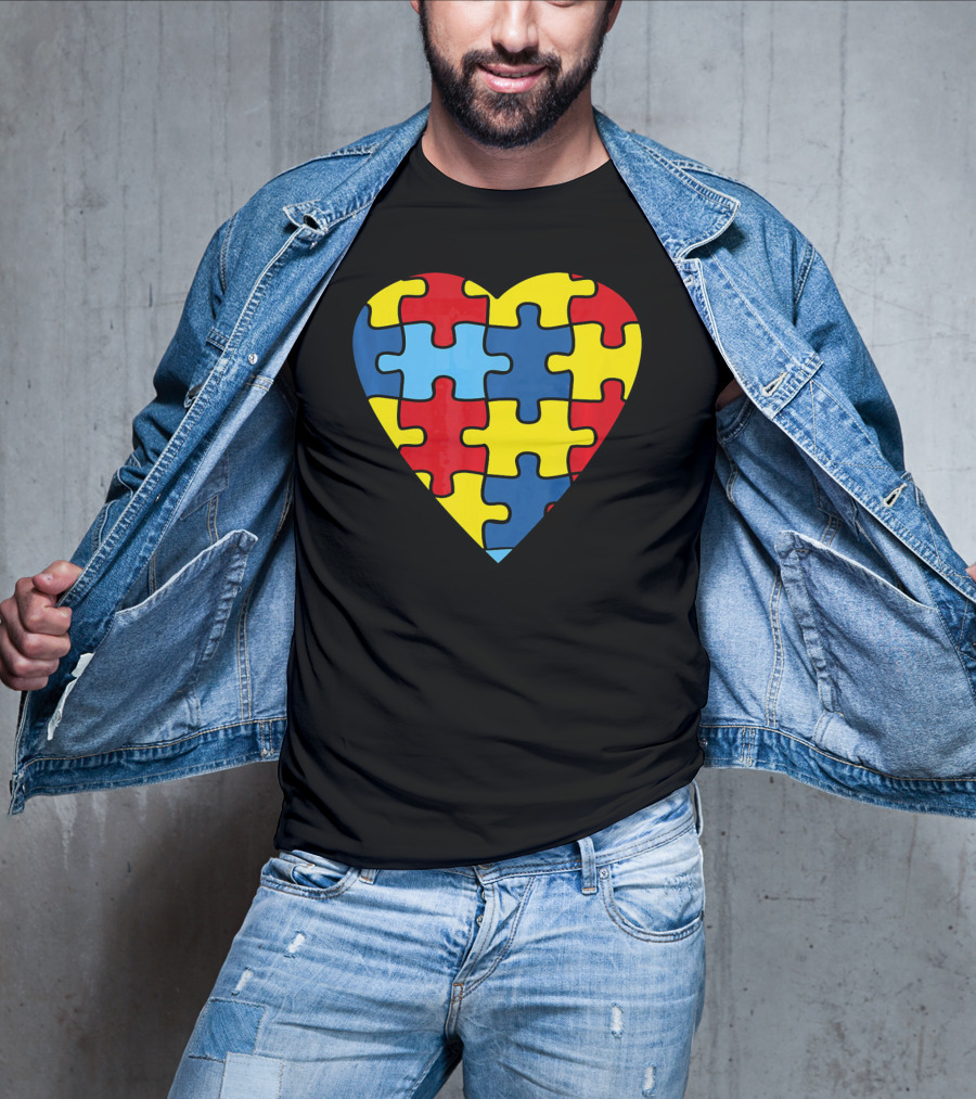 No Words Just Love Puzzle Heart Autism Awareness T-Shirt