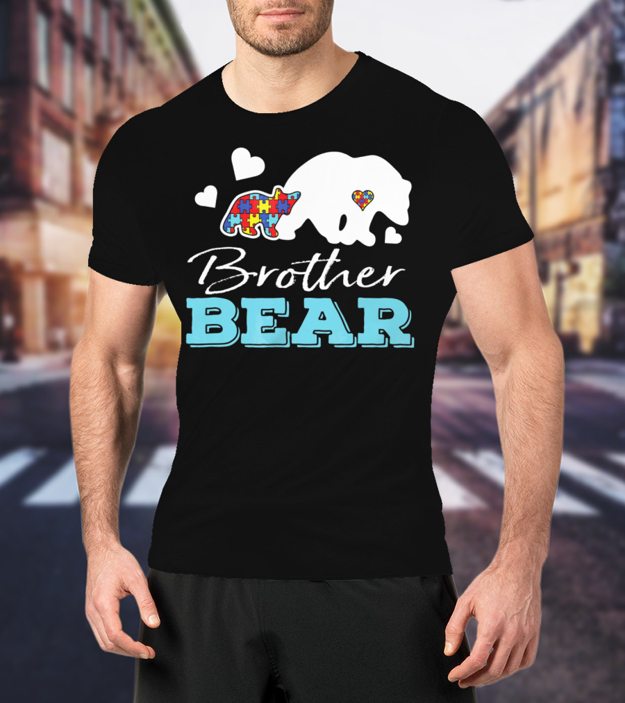 Brother Bear Puzzle Heart Autism Awareness T-Shirt