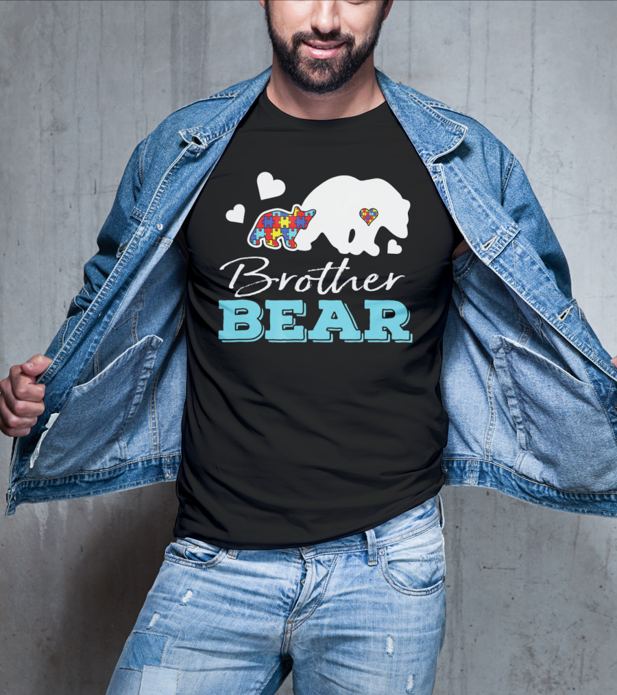 Brother Bear Puzzle Heart Autism Awareness T-Shirt