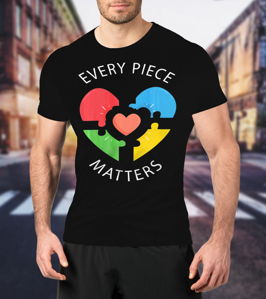 Every Piece Matters Puzzle Heart Colors Autism Awareness T-Shirt