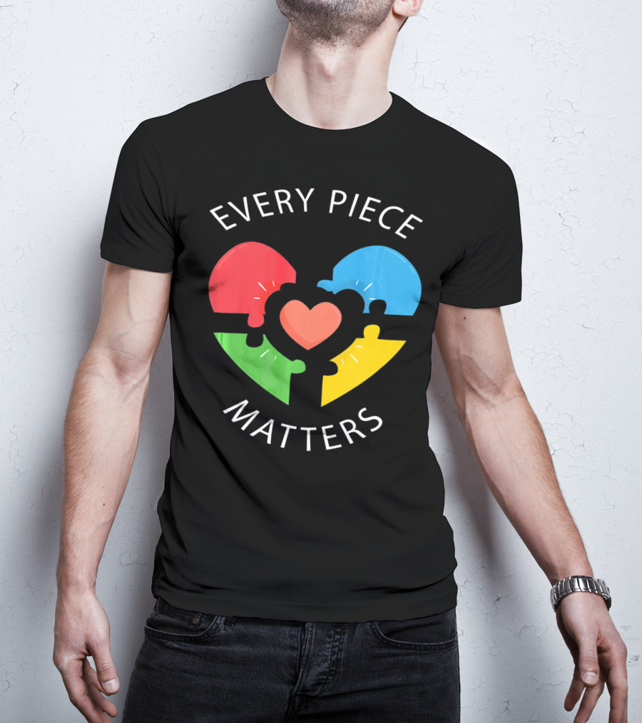 Every Piece Matters Puzzle Heart Colors Autism Awareness T-Shirt