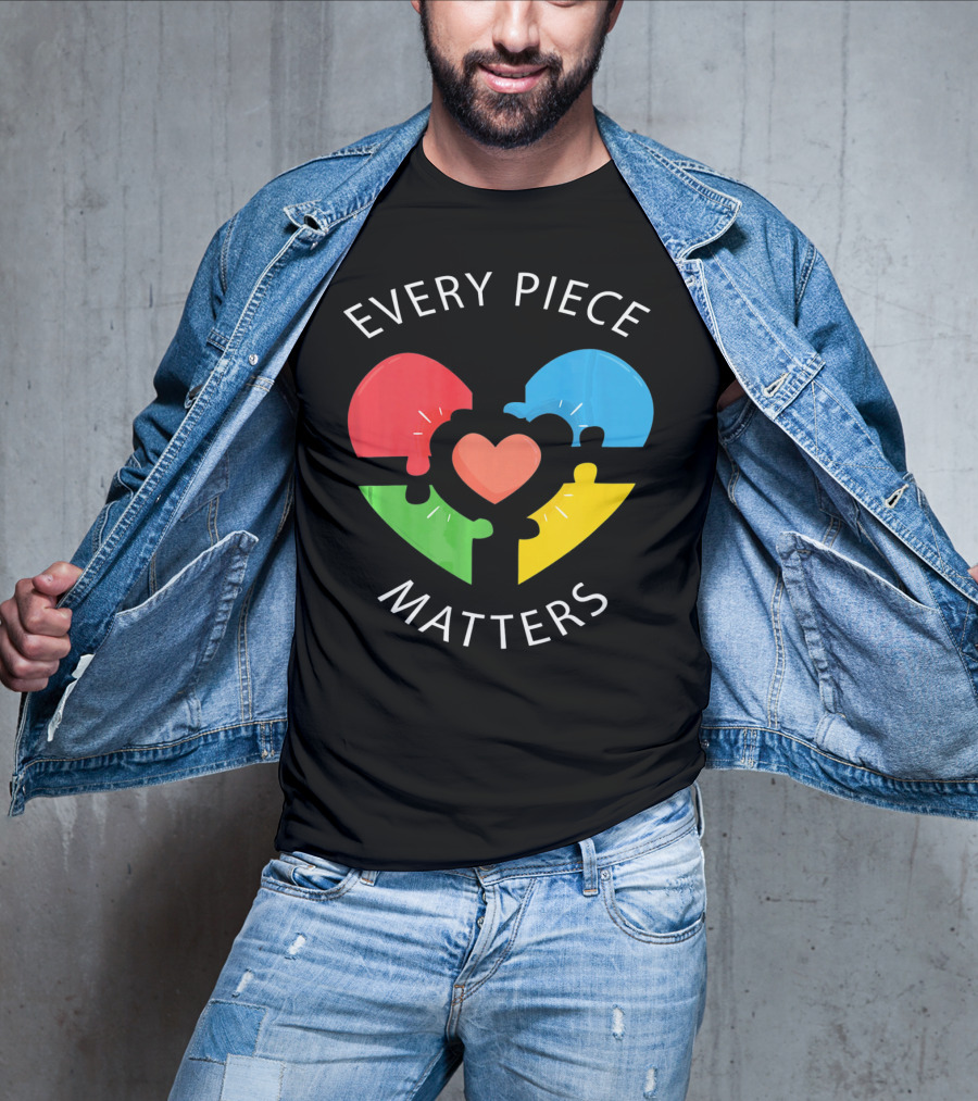 Every Piece Matters Puzzle Heart Colors Autism Awareness T-Shirt