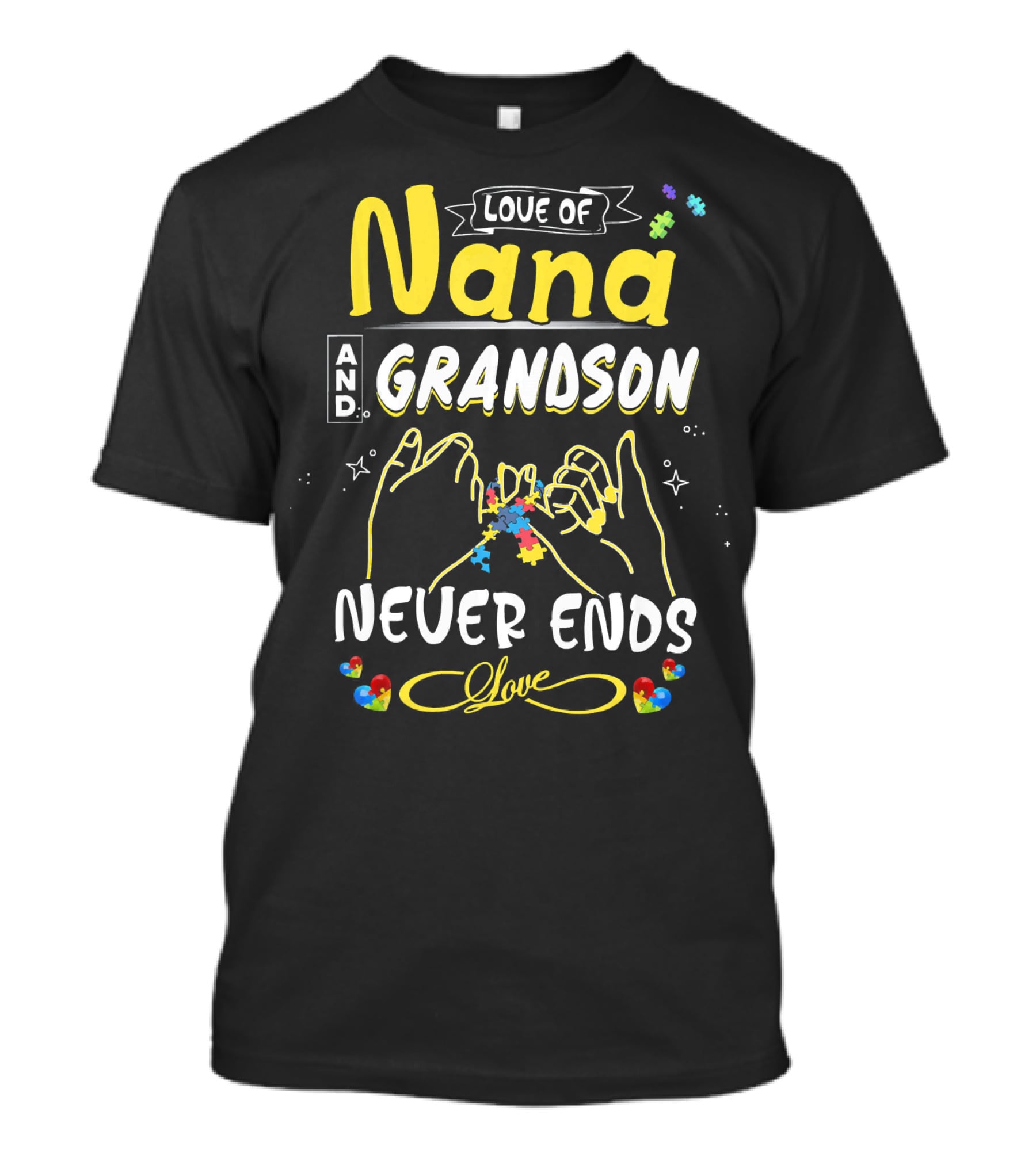Love Of Nana And Grandson Never Ends Love Puzzle Connection T-Shirt