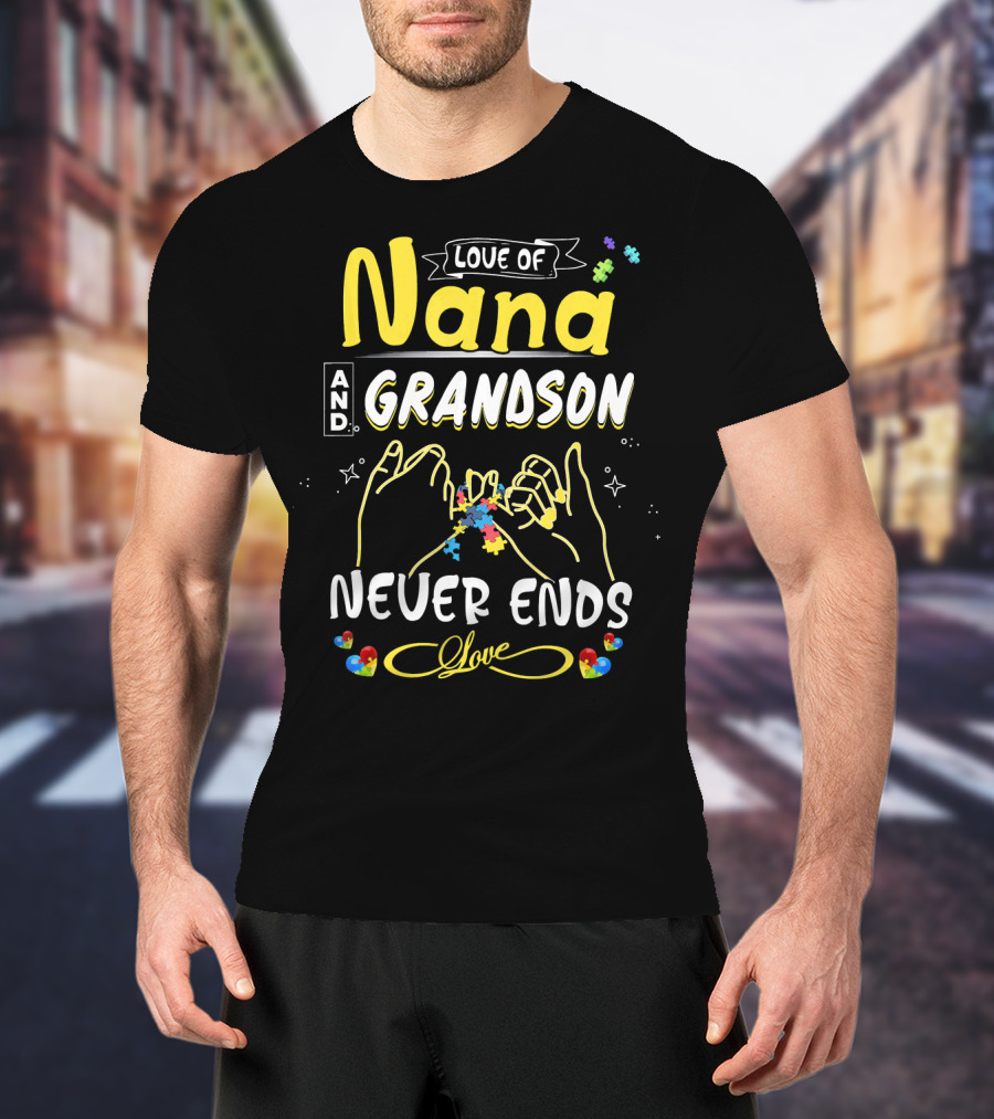 Love Of Nana And Grandson Never Ends Love Puzzle Connection T-Shirt