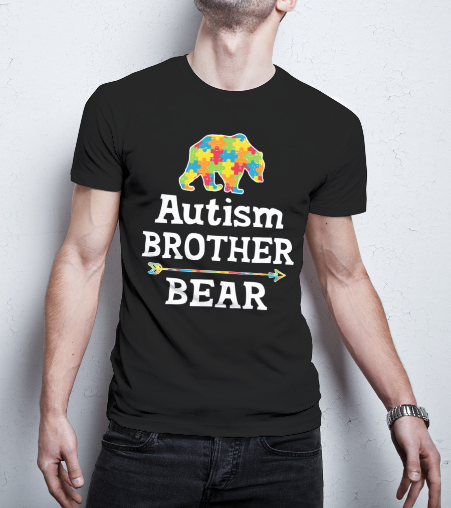 Autism Awareness BROTHER Bear Puzzle Piece Arrow T-Shirt