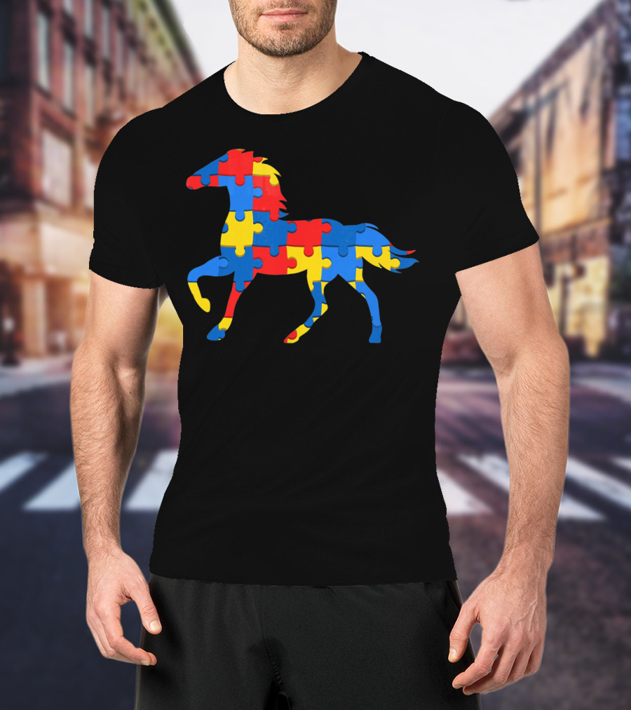Autism Awareness Puzzle Horse T-Shirt