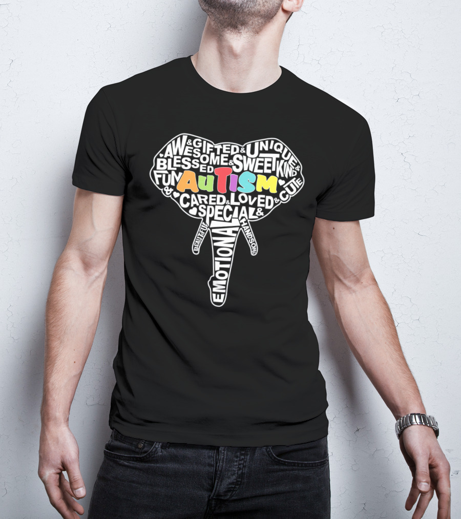 Autism Gifted Awesome Unique Emotional Elephant Face T-Shirt