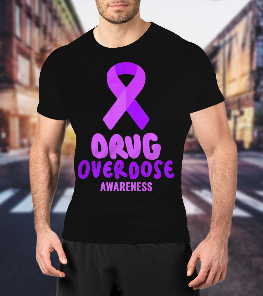 Drug Overdose Awareness Purple Ribbon Awareness T-Shirt