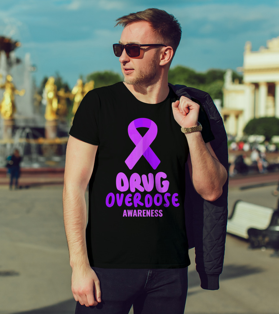 Drug Overdose Awareness Purple Ribbon Awareness T-Shirt