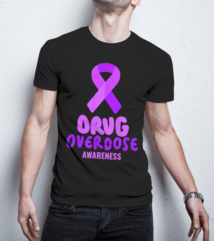 Drug Overdose Awareness Purple Ribbon Awareness T-Shirt