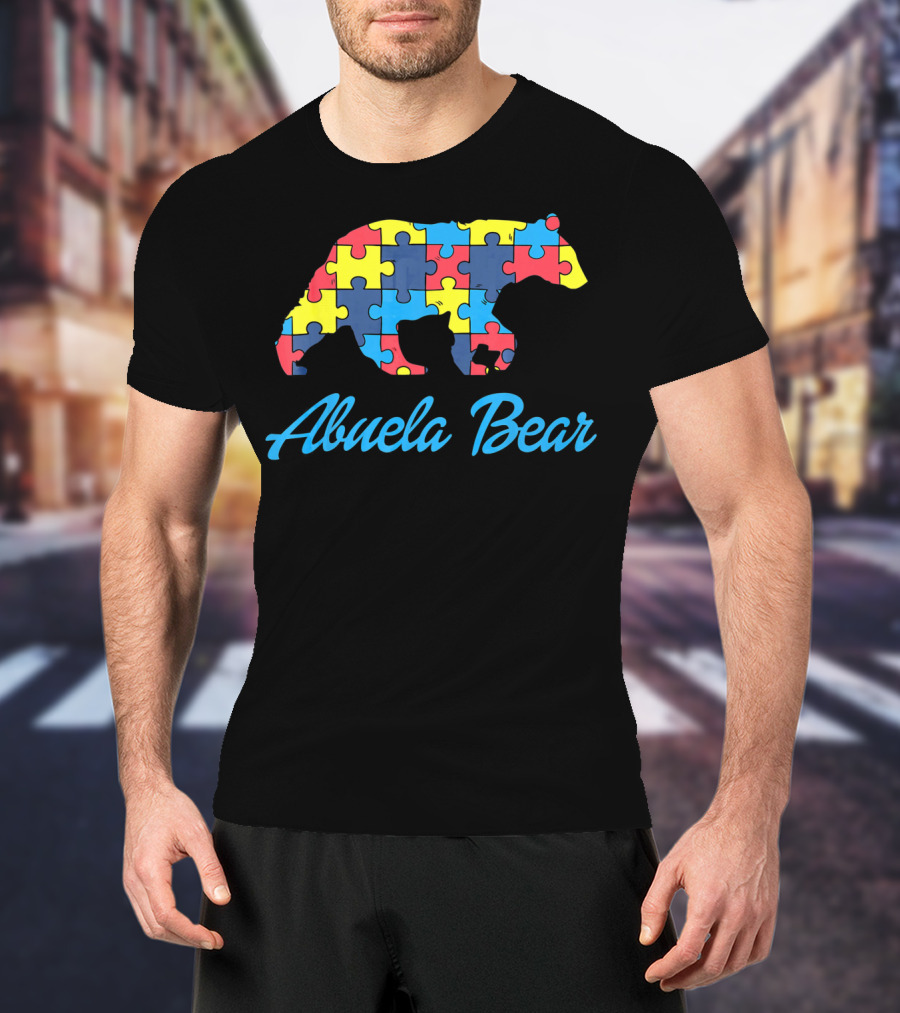 Abuela Bear Autism Awareness Puzzle T-Shirt